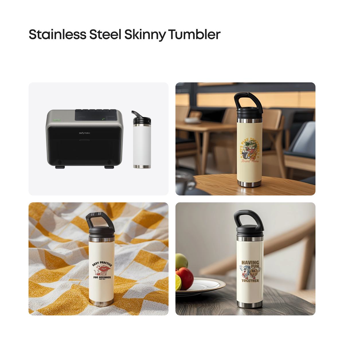 eufyMake Stainless Steel Skinny Tumbler for UV Printer E1 (2-pack)