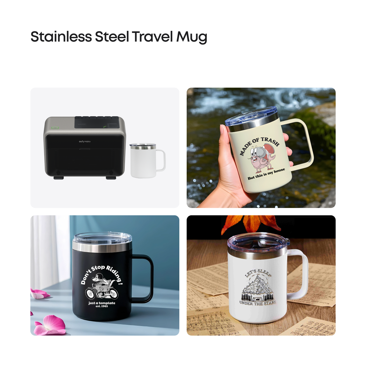 eufyMake Stainless Steel Travel Mug for UV Printer E1 (2-pack)